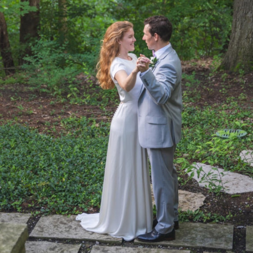 Wedding dress silk by Catherine Deane